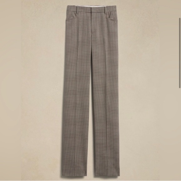 Banana Republic Siena HOUNDSTOOTH PLAID straight Italian wool pant 16 NWT - Picture 2 of 5